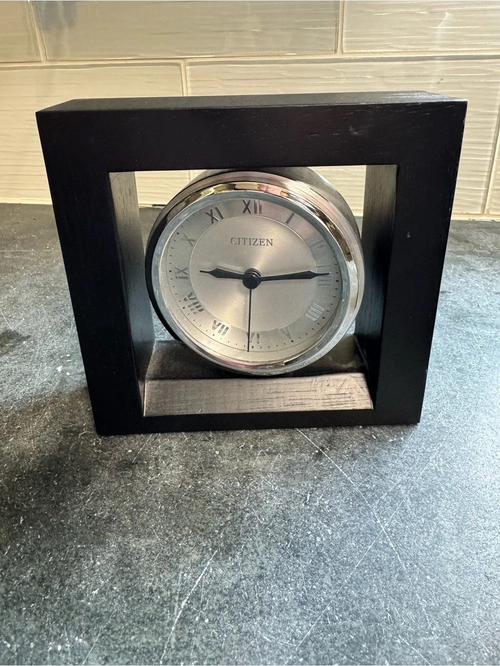 Citizen Black Frame Silver Dial Mantel Clock